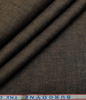 Burgoyne Men's Linen Solids Unstitched Shirting Fabric (Dark Brown)