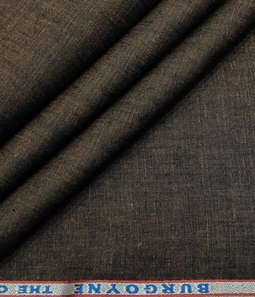 Burgoyne Men's Linen Solids Unstitched Shirting Fabric (Dark Brown)