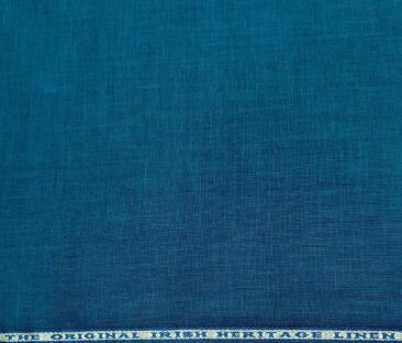 Burgoyne Men's Linen Solids Unstitched Shirting Fabric (Dark Firozi Blue)