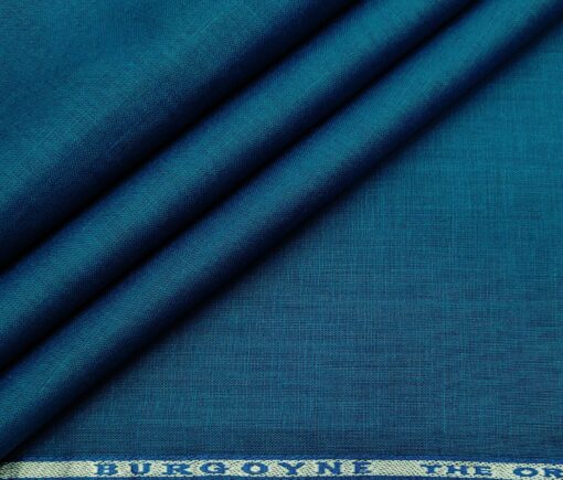 Burgoyne Men's Linen Solids Unstitched Shirting Fabric (Dark Firozi Blue)