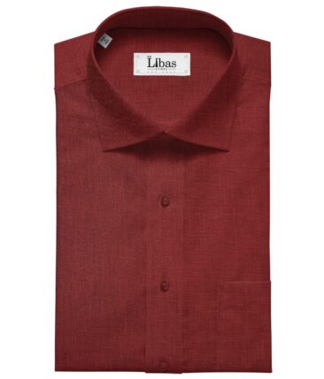 Burgoyne Men's Linen Solids Unstitched Shirting Fabric (Dark Maroon)