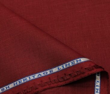 Burgoyne Men's Linen Solids Unstitched Shirting Fabric (Dark Maroon)
