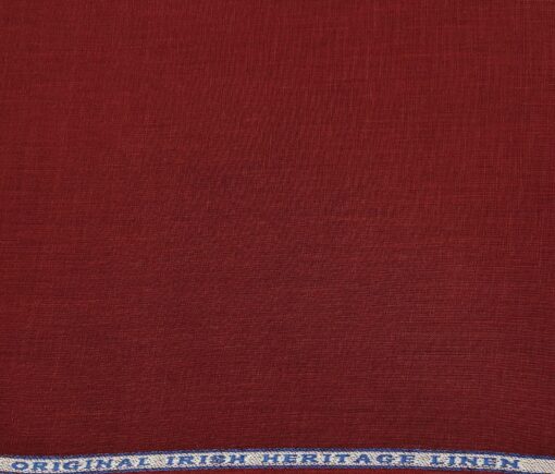 Burgoyne Men's Linen Solids Unstitched Shirting Fabric (Dark Maroon)