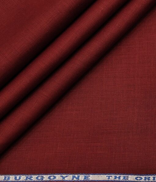 Burgoyne Men's Linen Solids Unstitched Shirting Fabric (Dark Maroon)