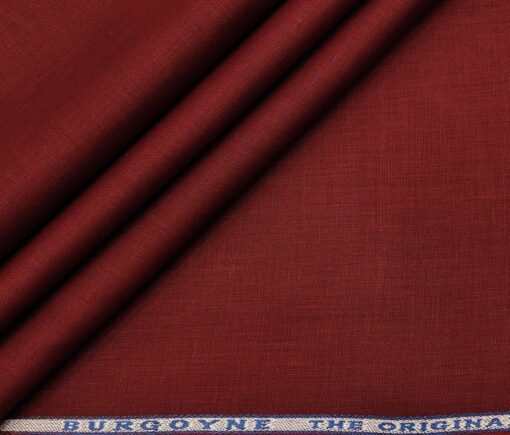 Burgoyne Men's Linen Solids Unstitched Shirting Fabric (Dark Maroon)