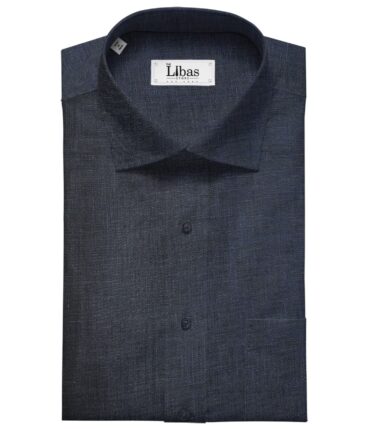 Burgoyne Men's Linen Solids 1.60 MeterUnstitched Shirting Fabric (Dark Navy Blue)