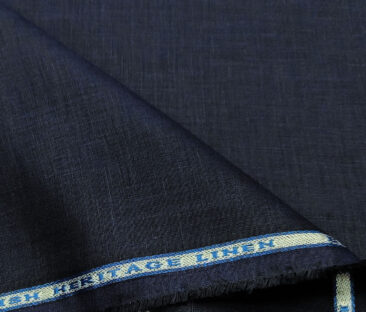Burgoyne Men's Linen Solids 1.60 MeterUnstitched Shirting Fabric (Dark Navy Blue)