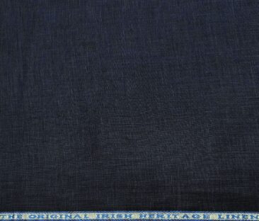 Burgoyne Men's Linen Solids 1.60 MeterUnstitched Shirting Fabric (Dark Navy Blue)