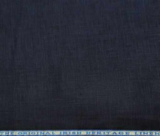 Burgoyne Men's Linen Solids 1.60 MeterUnstitched Shirting Fabric (Dark Navy Blue)