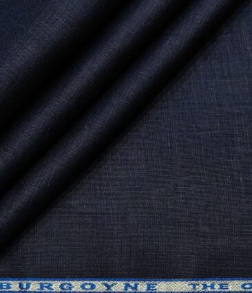 Burgoyne Men's Linen Solids 1.60 MeterUnstitched Shirting Fabric (Dark Navy Blue)