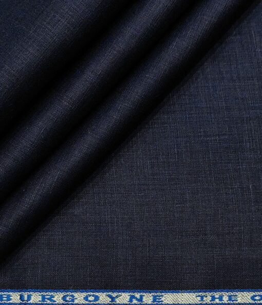 Burgoyne Men's Linen Solids 1.60 MeterUnstitched Shirting Fabric (Dark Navy Blue)