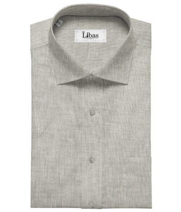 Burgoyne Men's Linen Solids Unstitched Shirting Fabric (Light Grey)