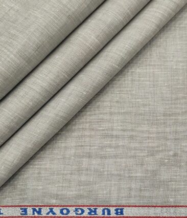 Burgoyne Men's Linen Solids Unstitched Shirting Fabric (Light Grey)