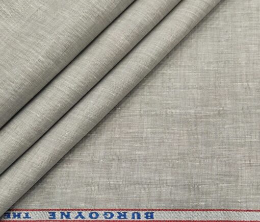 Burgoyne Men's Linen Solids Unstitched Shirting Fabric (Light Grey)