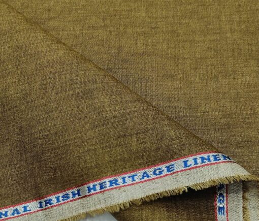 Burgoyne Men's Linen Solids Unstitched Shirting Fabric (Light Brown)