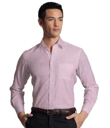 Burgoyne Men's Linen Solids Unstitched Shirting Fabric (Pink)