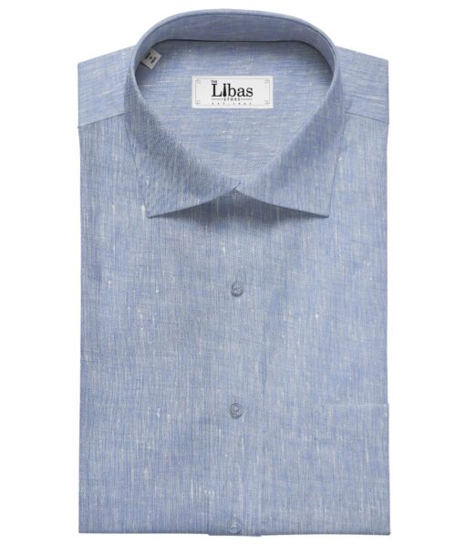Burgoyne Men's Linen Solids Unstitched Shirting Fabric (Sky Blue)