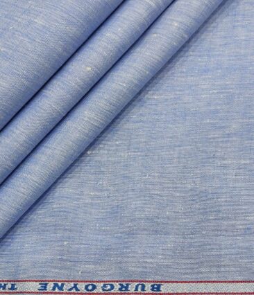 Burgoyne Men's Linen Solids Unstitched Shirting Fabric (Sky Blue)