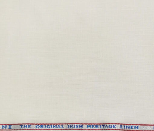 Burgoyne Men's Linen Solids Unstitched Shirting Fabric (Milky White)