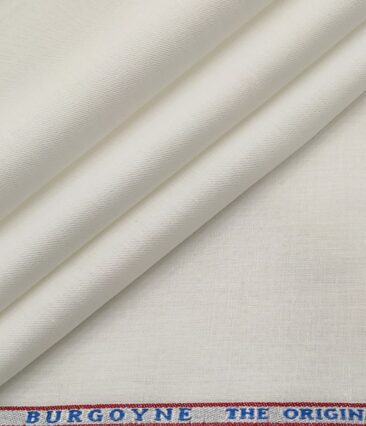Burgoyne Men's Linen Solids Unstitched Shirting Fabric (Milky White)