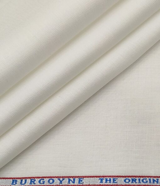 Burgoyne Men's Linen Solids Unstitched Shirting Fabric (Milky White)