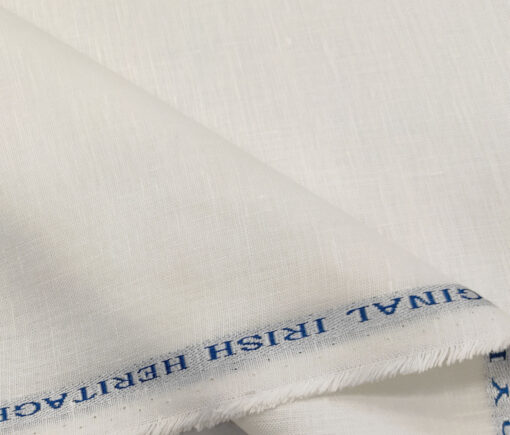 Burgoyne Men's Linen Solids Unstitched Shirting Fabric (Milky White)