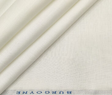 Burgoyne Men's Linen Solids Unstitched Shirting Fabric (Milky White)