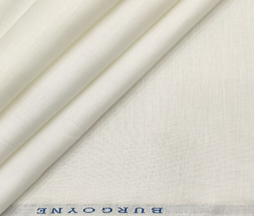Burgoyne Men's Linen Solids Unstitched Shirting Fabric (Milky White)