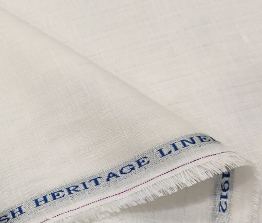 Burgoyne Men's Linen Solids 1.60 MeterUnstitched Shirting Fabric (Milky White)