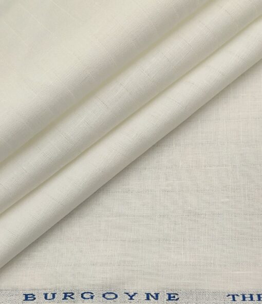 Burgoyne Men's Linen Solids 1.60 MeterUnstitched Shirting Fabric (Milky White)
