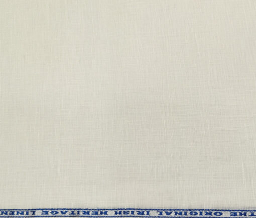 Burgoyne Men's Linen Solids Unstitched Shirting Fabric (Milky White)