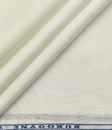 Burgoyne Men's Linen Solids Unstitched Shirting Fabric (Milky White)