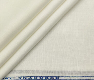 Burgoyne Men's Linen Solids Unstitched Shirting Fabric (Milky White)