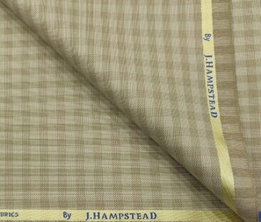 J.Hampstead Men's Polyester Viscose Checks Unstitched Suiting Fabric (Beige)