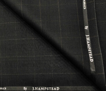 J.Hampstead Men's Polyester Viscose Checks Unstitched Suiting Fabric (Black)