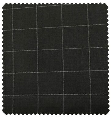 J.Hampstead Men's Polyester Viscose Checks Unstitched Suiting Fabric (Black)