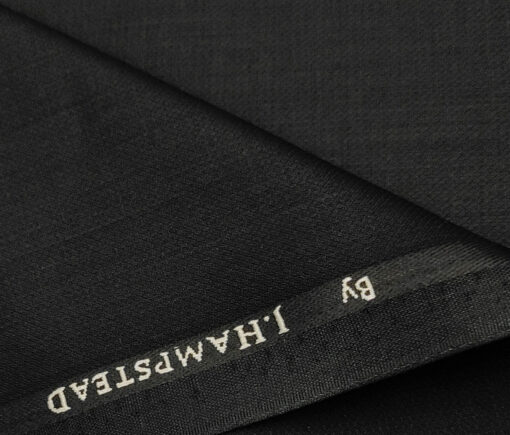 J.Hampstead Men's Polyester Viscose Structured Unstitched Suiting Fabric (Black)