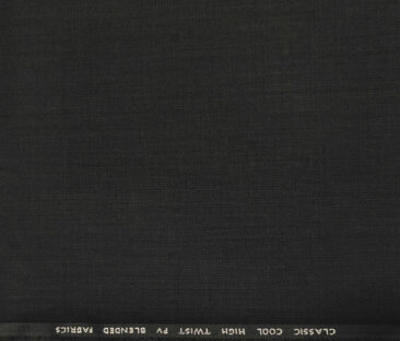 J.Hampstead Men's Polyester Viscose Structured Unstitched Suiting Fabric (Black)