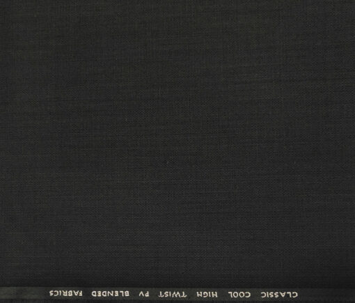 J.Hampstead Men's Polyester Viscose Structured Unstitched Suiting Fabric (Black)