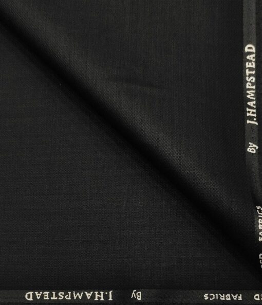 J.Hampstead Men's Polyester Viscose Structured Unstitched Suiting Fabric (Black)