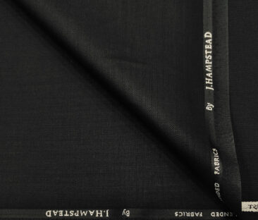 J.Hampstead Men's Polyester Viscose Structured Unstitched Suiting Fabric (Black)