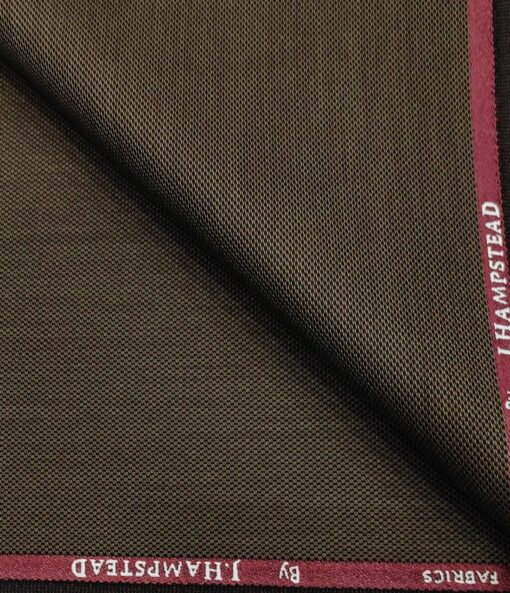 J.Hampstead Men's Polyester Viscose Structured Unstitched Suiting Fabric (Coffee Brown)