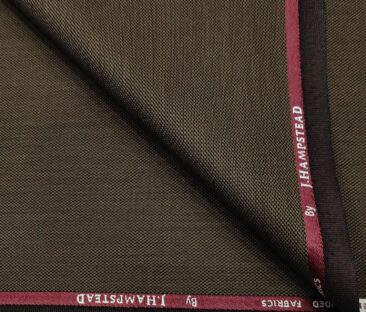J.Hampstead Men's Polyester Viscose Structured Unstitched Suiting Fabric (Coffee Brown)