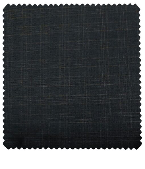J.Hampstead Men's Polyester Viscose Checks Unstitched Suiting Fabric (Dark Blue)