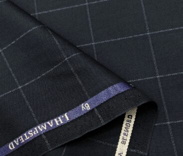 J.Hampstead Men's Polyester Viscose Checks Unstitched Suiting Fabric (Dark Blue)