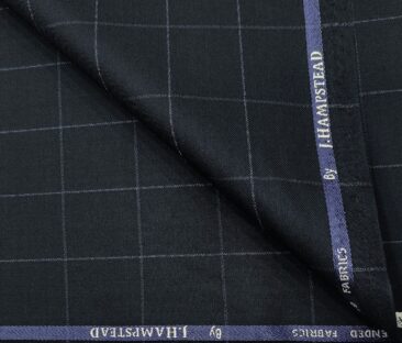 J.Hampstead Men's Polyester Viscose Checks Unstitched Suiting Fabric (Dark Blue)