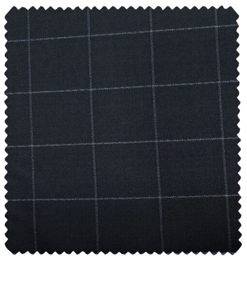 J.Hampstead Men's Polyester Viscose Checks Unstitched Suiting Fabric (Dark Blue)