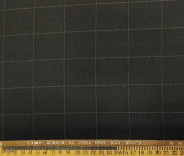 J.Hampstead Men's Polyester Viscose Checks Unstitched Suiting Fabric (Dark Brown)