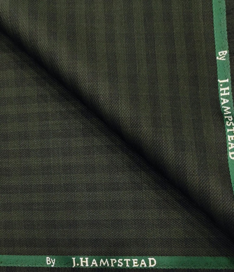 J.Hampstead Men's Polyester Viscose Structured Unstitched Suiting Fabric (Dark Green)