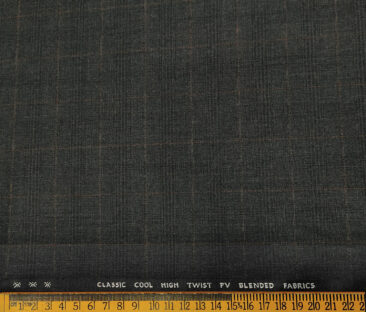 J.Hampstead Men's Polyester Viscose Checks Unstitched Suiting Fabric (Dark Grey)